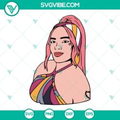 Karol G Barbie SVG and Pink Hair SVG images for download feature "Bichota Lets Go Party" design. Perfect for creative projects.