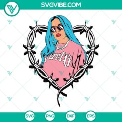 Karol G Bichota Heart SVG design for Cricut, featuring a modern and trendy image of Karol G in various file formats like PNG and DXF.