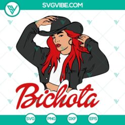 Karol G Bichota red hair SVG download, PNG digital clipart - vibrant image of singer with colorful hair and bold design.