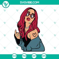Karol G red hair design cut files with SVG, PNG, DXF, and EPS formats for Silhouette machines.