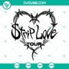 Karol G Strip Love Tour and Las Bichotas No lloran SVG images with vibrant designs and tour details.