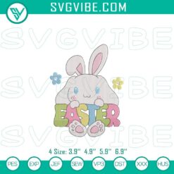 Cute Kawaii Cinnamoroll and Hello Kitty Easter Bunny Embroidery File with Easter design for digital crafting.