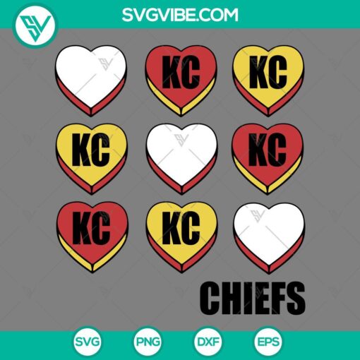 Kansas City Chiefs themed conversation hearts SVG file, perfect for Valentine's Day crafting.