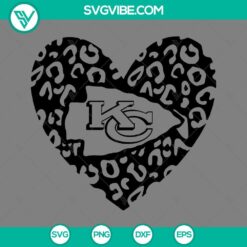 Kansas City Chiefs leopard print heart design SVG download for fans.