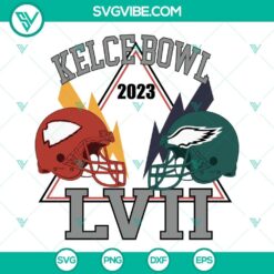 Kelce Bowl 2023 SVG files, featuring Chiefs versus Eagles Super Bowl 2023 design. Chiefs vs Eagles SVG files for download.