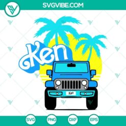 Ken Jeep car and Barbie SVG downloads featuring Ken doll in various designs for crafting.