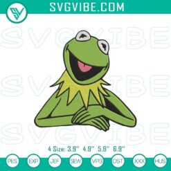Kermit The Frog Face Embroidery File, Kermit Embroidery Design