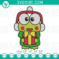 Keroppi Christmas embroidery file with Sanrio holiday design featuring celebration elements in a festive theme.