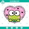 Kawaii Sanrio Keroppi in Heart SVG design with Hello Kitty Frog, downloadable for fun DIY projects.