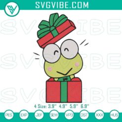 Keroppi Merry Christmas embroidery design file, featuring Holiday Sanrio character in festive theme, perfect for crafts.