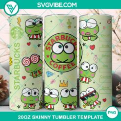 Keroppi Starbucks Coffee 20oz Tumbler Wrap PNG File featuring cute Keroppi character in a Starbucks theme, ideal for coffee lovers.