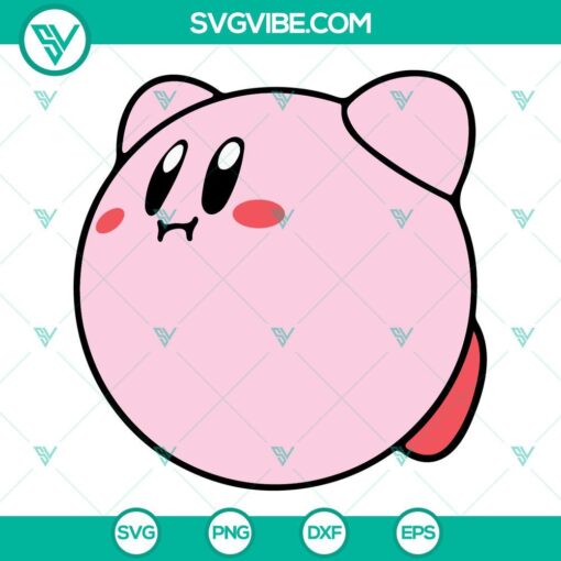 Kirby SVG image bundle featuring cute video game character design in PNG, SVG, DXF, EPS formats.