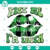 St. Patrick's Day themed SVG file featuring "Kiss Me I'm Irish" lips design with shamrock. Perfect for digital download.
