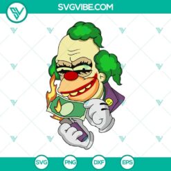 Krusty the Clown and Joker SVG design inspired by The Simpsons show. Downloadable Joker SVG file. Perfect for digital crafting projects.