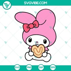 Kuromi and Melody with Concha SVG image, Hello Kitty Concha Bread SVG download, ideal for crafts and printables with kawaii characters.