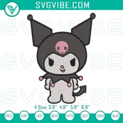 Kuromi cute kawaii Sanrio character embroidery pattern file, perfect for crafting projects.