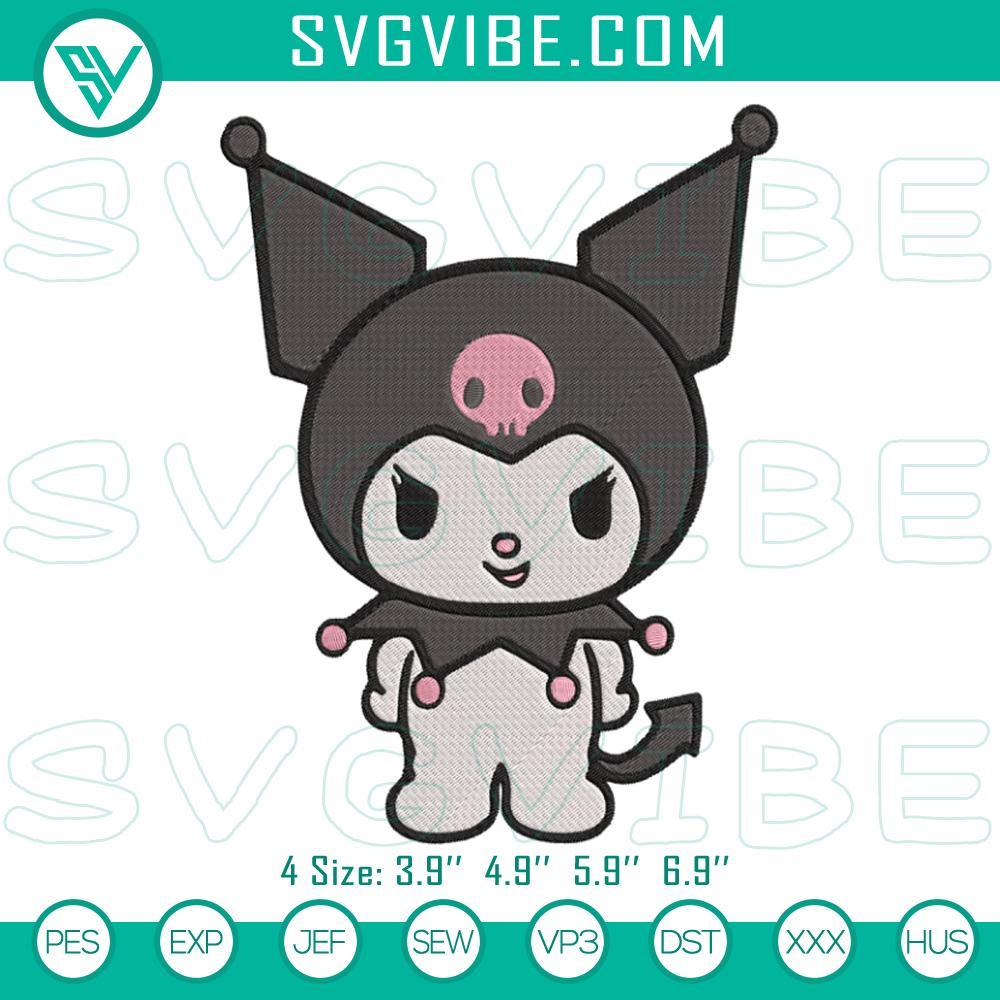 Kuromi Cute Kawaii Embroidery Design Files Kuromi cute kawaii Sanrio character embroidery pattern file, perfect for crafting projects.