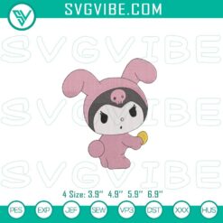 Kuromi Easter Bunny embroidery file featuring a cute holiday pattern, perfect for festive crafts and projects.