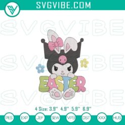 Kuromi Easter Day Bunny Embroidery File featuring Hello Kitty Kuromi Design for Easter crafts and projects.