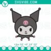 Kuromi face embroidery file, Sanrio design. Cute and detailed face embroidery for crafting projects.