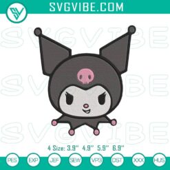Kuromi face embroidery file, Sanrio design. Cute and detailed face embroidery for crafting projects.