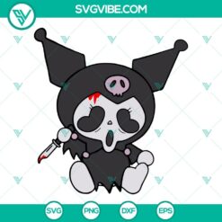 Kuromi Ghostface Scream SVG Download featuring Halloween themed SVG images in PNG, DXF, EPS formats for digital use.
