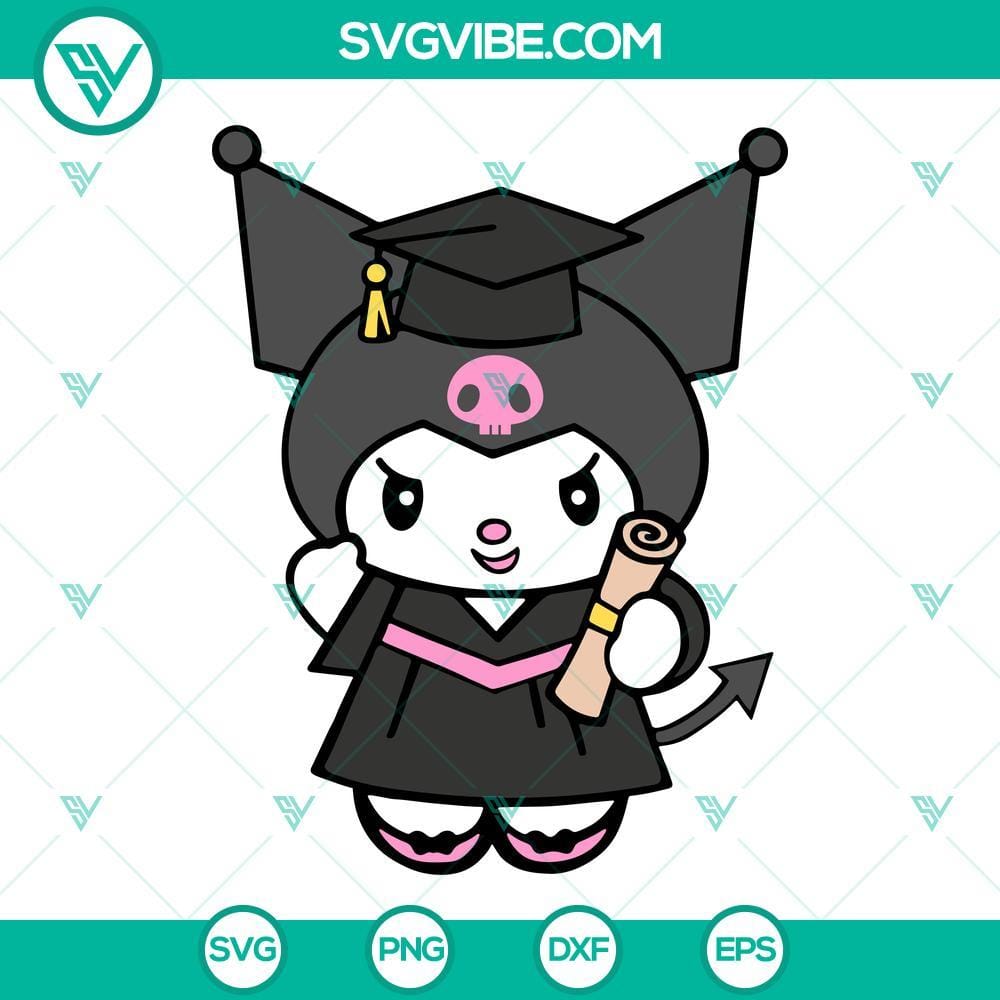 kuromi-graduation-svg-kuromi-senior-class-2023-svg-cute-sanrio-rabbit-school-svg-png-dxf-eps-cricut-5-mockup.jpg Kuromi Graduation SVG file with Senior Class of 2023 design, featuring cute Sanrio character in academic cap and gown. Perfect for crafting.