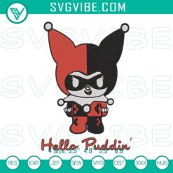Kuromi Harley Quinn embroidery design file, digital download. Unique and trendy fusion of characters perfect for crafting.