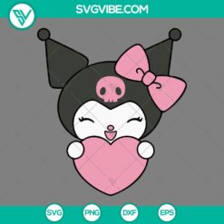 Kuromi heart love SVG with Valentine theme, available in PNG, EPS, and DXF formats for download.