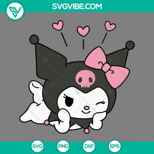 Kuromi heart SVG download with Valentine theme in PNG, EPS, and DXF file formats for crafting.