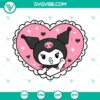 Kuromi Heart SVG design with Sanrio characters, Hello Kitty SVG images in PNG, DXF, & EPS formats for Cricut.