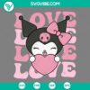 Kuromi Love Pink Heart SVG file with Valentine theme. PNG, EPS, DXF files included. Cute and trendy design for crafting.