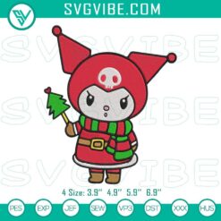 Kuromi Christmas embroidery design featuring gothic cute holiday theme with unique and intricate details.