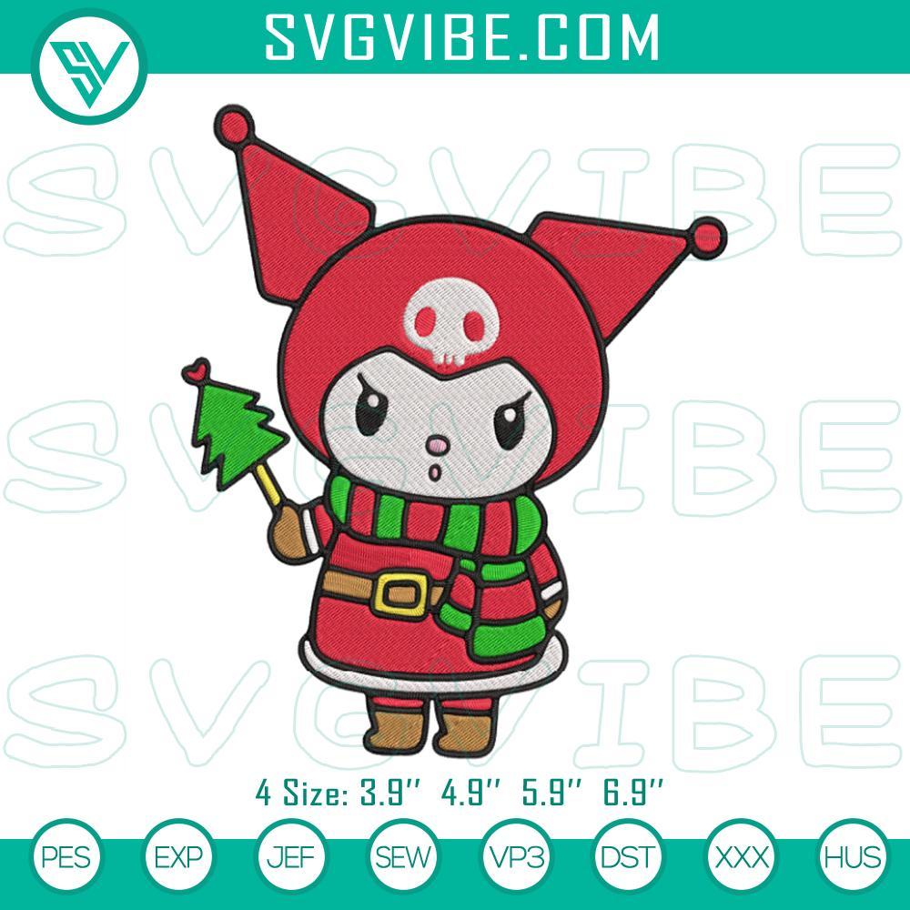 Kuromi Merry Christmas Embroidery Design Files Kuromi Christmas embroidery design featuring gothic cute holiday theme with unique and intricate details.