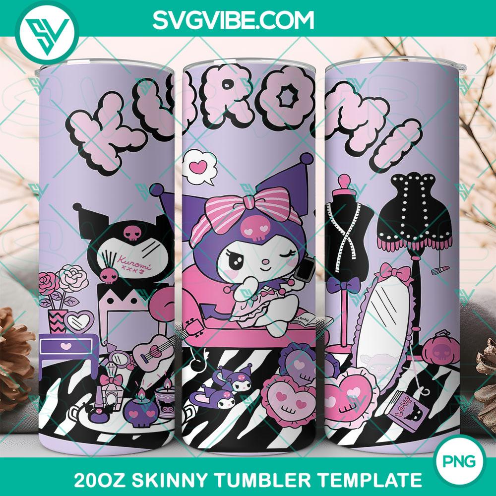 Kuromi Purple Kawaii 20oz Tumbler Wrap PNG File Kuromi purple kawaii 20oz tumbler wrap PNG file with adorable cartoon design perfect for DIY projects and sublimation printing.