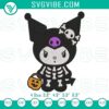 Kuromi skeleton Halloween embroidery file, gothic design for crafting projects.