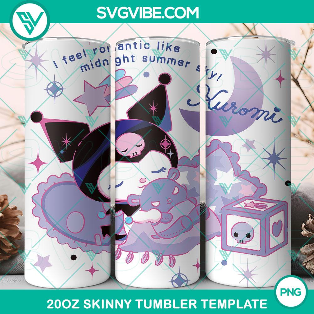 Kuromi Sleeping 20oz Tumbler Wrap PNG File Kuromi Sleeping themed 20oz tumbler wrap PNG file, perfect for custom drinkware, featuring a cute design.
