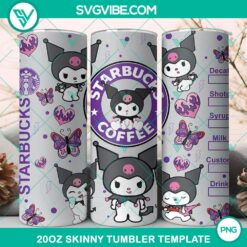 Kuromi Starbucks 20oz Tumbler wrap design in PNG file, featuring a stylish and trendy design perfect for coffee lovers.