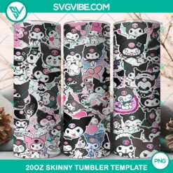 Kuromi stickers design on 20oz tumbler wrap PNG file, perfect for customization.