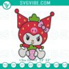 Kuromi and Hello Kitty strawberry embroidery designs, perfect for cute machine patterns.
