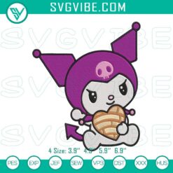 Kuromi themed concha machine embroidery designs, Sanrio Kuromi pan dulce pattern for crafts and sewing projects.