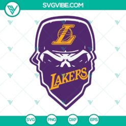 LA Lakers skull SVG featuring a unique design. Perfect for Lakers fans. Downloadable SVG file.