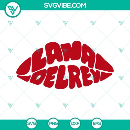 Lana Del Rey inspired retro lips SVG design for instant download. Suitable for Cricut, includes SVG, PNG, DXF, and EPS file formats.