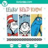 Dr. Seuss inspired SVG images including Cat In The Hat and Blue Fish, ideal for learning and reading themes.