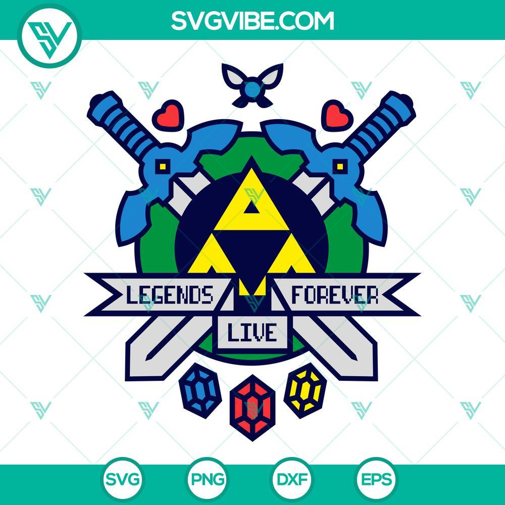 Legends Live Forever SVG, The Legend Of Zelda SVG PNG DXF EPS Files Legends Live Forever Legend Of Zelda SVG Files - High-quality SVG, PNG, DXF, EPS digital download for die-hard fans of the iconic game.