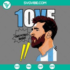 Leo Messi 10 Love digital SVG, PNG, EPS, DXF file with football player silhouette, heart and number 10 for craft projects and designs.