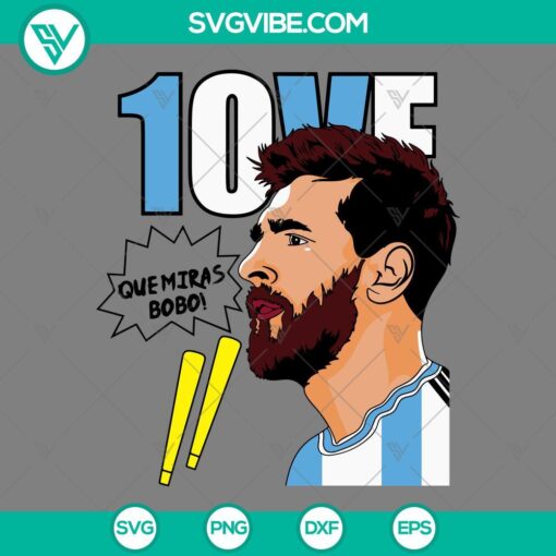 Leo Messi 10 Love digital SVG, PNG, EPS, DXF file with football player silhouette, heart and number 10 for craft projects and designs.