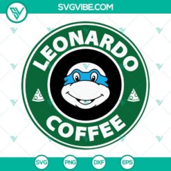 Leonardo Ninja Turtle Starbucks SVG featuring a unique coffee-themed design, ideal for downloads.