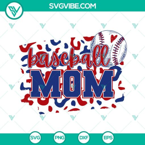 Leopard Baseball Mom SVG design for sport lovers, featuring stylish baseball-themed graphics in PNG format for mothers.