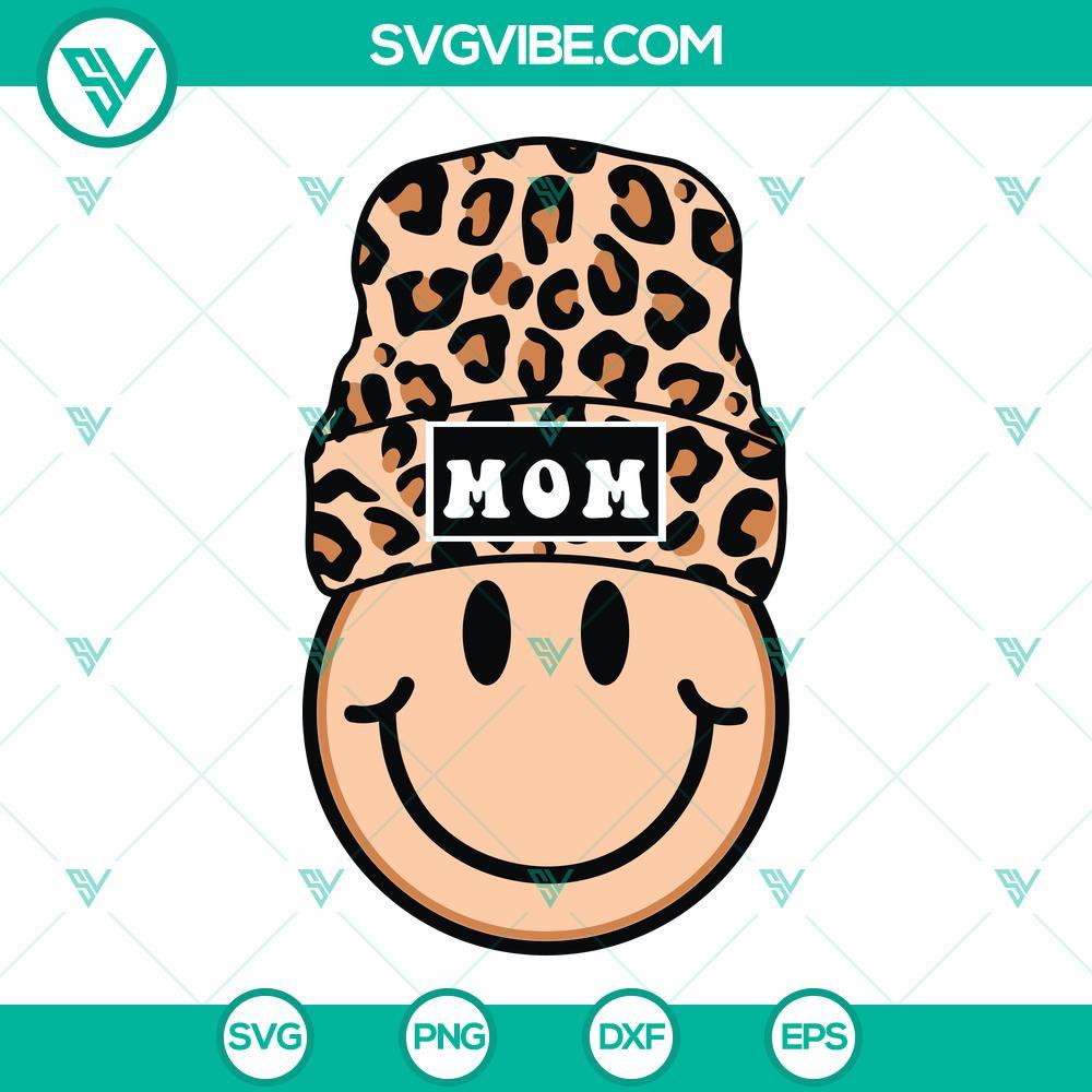leopard-beanie-mom-smiley-face-svg-mom-svg-smiley-face-mom-svg-png-dxf-eps-cut-files-10-mockup.jpg Leopard print beanie mom smiley face SVG download with mom and smiley face graphics, ideal for crafting projects.
